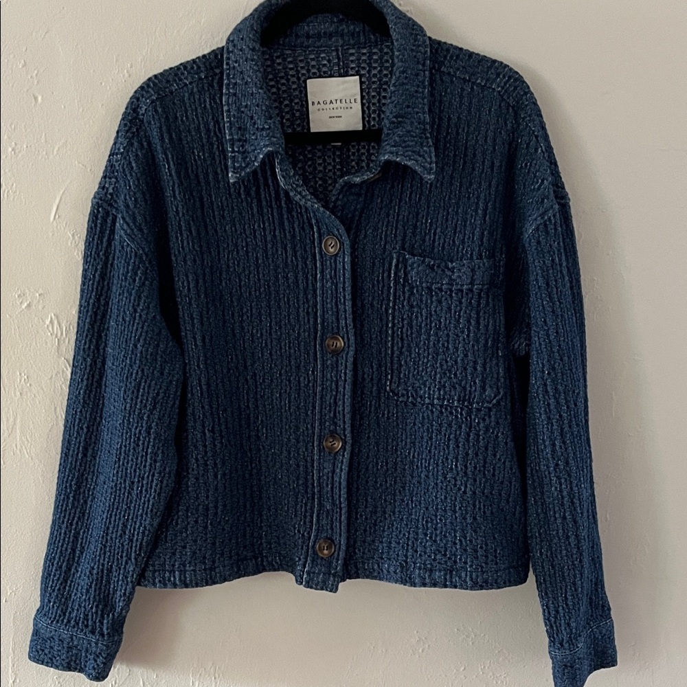 Bagatelle Collection Blue Cotton Jacket Size Large Farmhouse Boho Cottage Core
